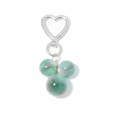 Imagem de AIETUE Chaveiros com contas para mulheres, contas grandes de cristal perolado leve e acessórios de presente de aço inoxidável fresco (verde com contas)