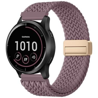 Imagem de IMIVIO Pulseiras magnéticas de nylon trançado de 22 mm compatíveis com Garmin Venu 3/Venu 2, pulseira de substituição elástica ajustável de liberação rápida para Vivoactive 4 de 45 mm/Forerunner 255