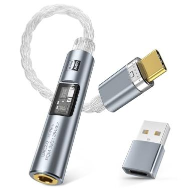Imagem de USB C to 3.5mm DAC Dongle with Dual Chip CX31993 MAX97220, HiFi Headphone Amplifier, 8-Strand 4N Single Crystal Silver-Plated Copper Cable, Includes USB-A Adapter for iPhone,Android,PC,Mac,iPad,PS5