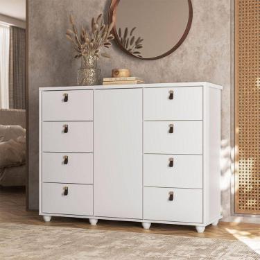 Imagem de Cômoda Larissa Com 8 Gavetas Móveis Albatroz Branco