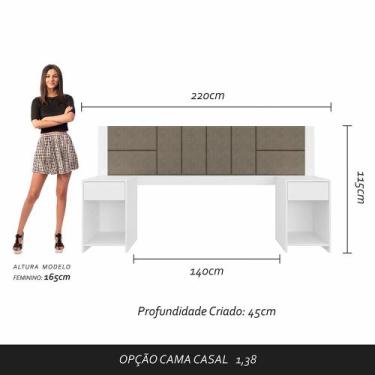 Imagem de Cabeceira Estofada Para Cama Casal Dubai Branco/capuc - M. Arapongas -