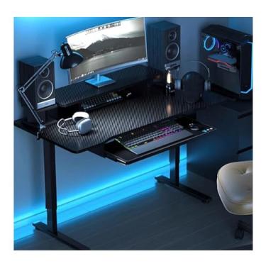 Imagem de HGTRH Mesa ajustável de altura, mesa de pé com teclado prateleira monitor de prateleira prateleira assento de mesa para computador assento / suporte de mesa de escritório em casa ajuste de altura 60 ~