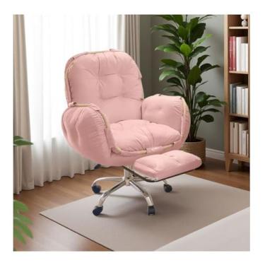 Imagem de HGTRH Cadeira de escritório giratória, cadeira executiva com apoio para os pés e apoio de braço, ajuste de altura de balanço de 30°, tecido tecnológico, corda grossa, detalhamento, cadeira rolante