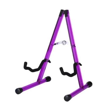Imagem de Dynwave Suporte dobrável para guitarra em formato de a, portátil, acessório para instrumentos musicais, ideal para guitarras acústicas, elétricas e bandolim, Roxo