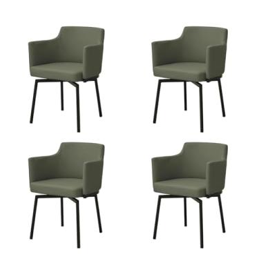 Imagem de Conjunto de 1 2 4 e 6 cadeiras de jantar, estilo moderno de meados do século, cadeira de cozinha giratória, à prova d'água, couro sintético, cadeiras para sala de jantar com design mais amplo e maior