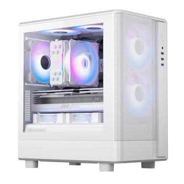 Imagem de darkFlash Capa para PC Micro ATX, capa para computador com 3 ventiladores PWM ARGB pré-instalados, capa para computador de jogos MATX de vidro temperado duplo com visualização completa, porta tipo C