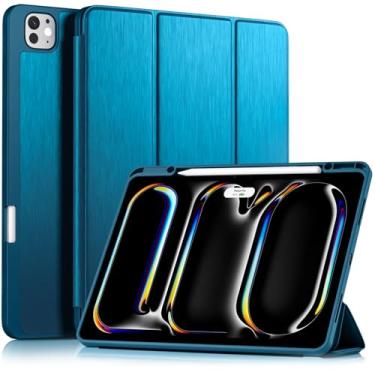 Imagem de Akkerds Capa compatível com iPad Pro de 13 polegadas (M5/M4) 2025/2024, para iPad 13 Pro com suporte para lápis, capa protetora fina com três dobras com parte traseira de TPU macio, despertar/hibernar