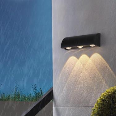 Imagem de Lâmpadas de parede LED para exterior IP65 à prova d'água iluminação de parede de alumínio moderno preto metal lâmpada de parede holofotes interior/exterior para pátio corredor jardins escadas (luz