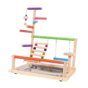 Imagem de WeiLaiKeQi Poleiro de madeira para papagaios, centro de atividades e exercícios para papagaios, poleiro de madeira para periquitos e calopsitas.
