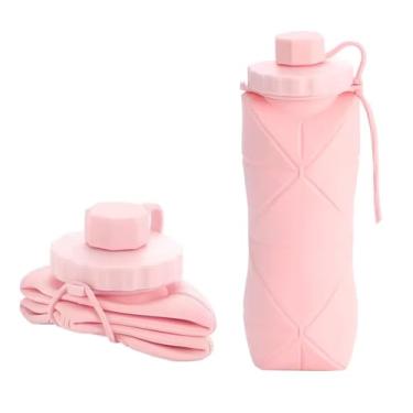 Imagem de Copo de Água Portátil de Silicone Dobrável – Leve, Flexível e Reutilizável para Esportes, Viagens e Academia (Rosa)