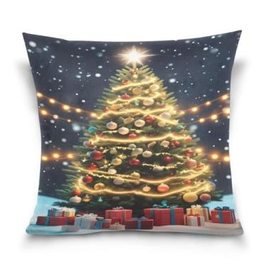 Imagem de Wassud Capa de almofada decorativa de árvore de Natal mágica, 45,7 x 45,7 cm, para sofá, casa, casa de fazenda, decoração de quarto