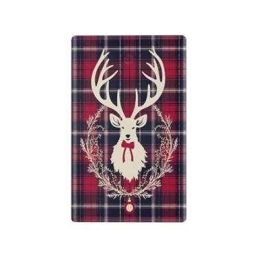 Imagem de Wassud Fundo xadrez com interruptor de luz de veado, 1 capa de tomada em branco placa de parede decorativa decoração de casa sala de estar quarto