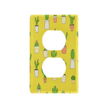 Imagem de Wassud Cute Cacti Light Switch Cover Plate Decorativa Capa de Parede para Tomadas Elétricas Duplex 4,53 x 2,76 polegadas