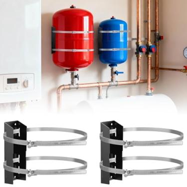 Imagem de Suporte de montagem de tanque de expansão com 2 tiras de terremoto - para tanques de expansão térmica de 1 a 5 galões, acessório de aquecedor de água quente para tanques de 33 cm de diâmetro e tanques