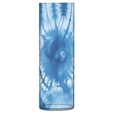 Imagem de CEBUGI Vaso de flores azul tie-dye 10 cm x 30 cm Vaso cilíndrico para flores, vaso transparente inquebrável para decoração de casa de festa de casamento