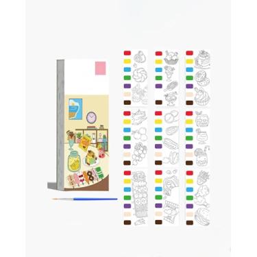 Imagem de Livro de colorir com 12 folhas de artesanato com água, caderno de pintura em aquarela com um pincel LCC2445-02