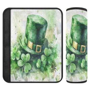 Imagem de Burbuja Capa para cinto de segurança de carro St. Patrick Hat Protetor de cinto de segurança de carro macio confortável para alça de ombro de assento de carro, 1 par médio