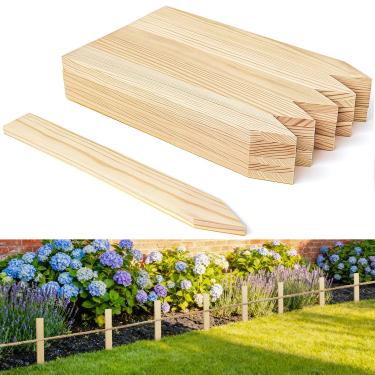 Imagem de 26 peças estacas de madeira 29,42 polegadas estacas de madeira para jardim grau e levantamento com barbante de 19,8 m para suporte de plantas, quintal, quintal, levantamento de limites linhas de base