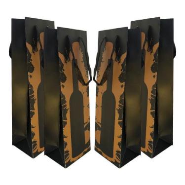 Imagem de Kit 4 Sacolas Garrafa Vinho Champagne - Silhueta Garrafa - VMP