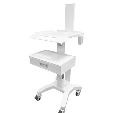 Imagem de Carrinho de trabalho para laptop médico com rodas, carrinho de laboratório com rodinhas de altura ajustável com suporte de scanner – mesa de computador móvel resistente para clínicas odontológicas
