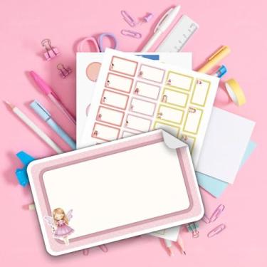 Imagem de Kit de Etiquetas Escolares Fadas 02, adesivos decorativos sem nome para material escolar, ideal para meninas que amam fadas