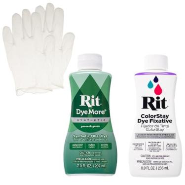 Imagem de Conjunto de corante líquido sintético Rit com fixador ColorStay – Kit tudo em um com luvas para reduzir o sangramento de cor