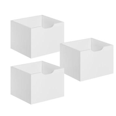 Imagem de Kit 3 Gavetas para Nicho Organizador Retrô e Rodizio Qmovi, Branco