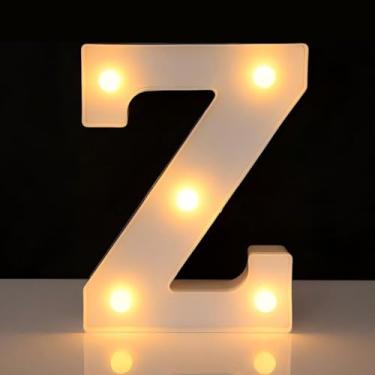 Imagem de Letreiro de LED com letra Z iluminado, letra alfabeto iluminado para decoração de casa, decorações de festa de casamento de aniversário - Z branco