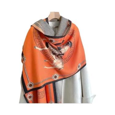 Imagem de Cachecol Feminino De Luxo Em Falso Cashmere Grosso, Quente E Elegante 