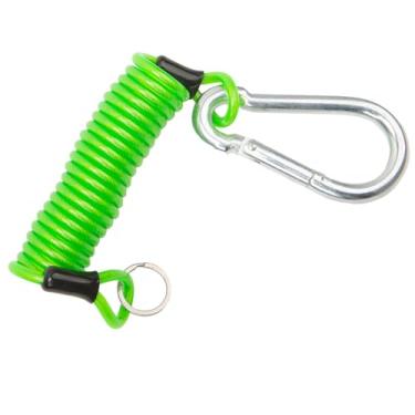 Imagem de Cabo de reboque Breakaway 1,8 m verde – Fio de segurança enrolado com mola de aço inoxidável resistente com pino, cabo de freio de emergência para trailer, trailer, utilitário, cavalo e acessórios de