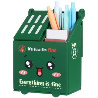 Imagem de GlikCeil 1 porta-lápis para lixeira de mesa, estojo engraçado para lixeira para presente de apreciação de mesa para colegas de trabalho, professores, 2 compartimentos, acessórios de decoração (já