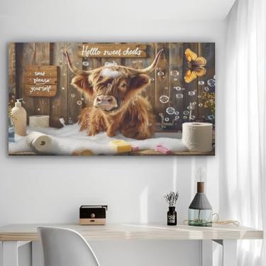 Imagem de Arte de parede em tela rústica Sweet Cheeks - Pôster sem moldura de 30 x 61 cm - Decoração de casa e escritório para sala de estar, quarto, cozinha e café