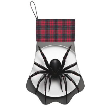 Imagem de Meias de Natal com estampa de aranha preta, animais de estimação, decoração de Natal, cães, gatos, árvores, doces, presente, conveniente