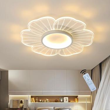 Imagem de Luminária de teto LED com controle remoto, lustre moderno em acrílico para sala de estar, com intensidade de luz ajustável, luminária de embutir para sala de jantar, quarto e cozinha, Φ50cm