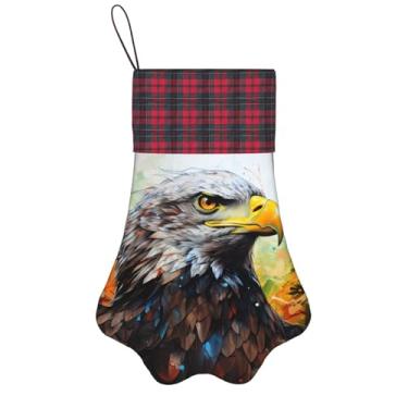 Imagem de SKKNT Meias de Natal com estampa de águia, animais de estimação, decoração de Natal, cães, gatos, árvore, presente conveniente