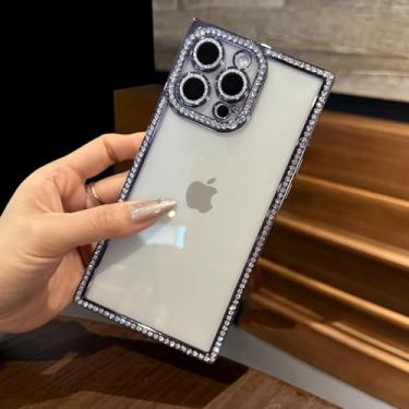 Imagem de HTVJFX Capa luxuosa com revestimento de silicone macio e brilhante para iPhone 16 Pro Max (roxo escuro)