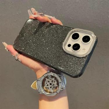 Imagem de HTVJFX Capa de celular luxuosa com glitter e detalhes de doces, fosca, à prova de choque, com proteção traseira (para iPhone 16E/preta)