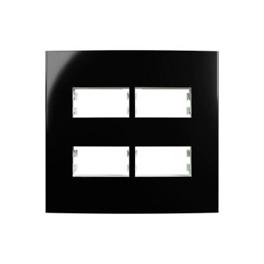 Imagem de Placa Com Suporte Margirius Sleek 4x4 Para 4 Módulos Horizontais Distanciados Preto Ebony