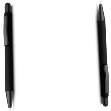 Imagem de Caneta Esferográfica Metal com Ponta Touch, Escrita Azul, Corpo Emborrachado, Grip Emborrachado, Ponta Média 1.0mm, Ambidestro (Kit 2 Preto)