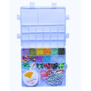Imagem de KIT de Miçangas Infantil Completo para Fazer Pulseira Colar Bijuteria Pingentes Coloridos
