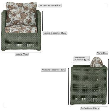 Imagem de 4 Poltronas Madri Alumínio Corda Náutica Estofado 6 Trama Verde