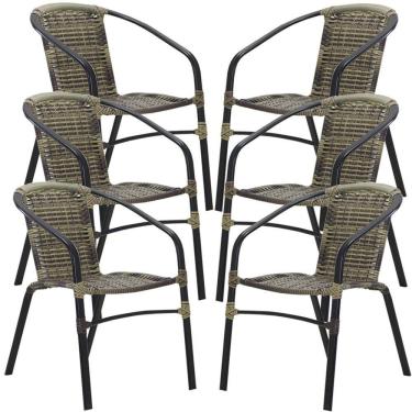 Imagem de 6 Cadeiras Floripa Em Alumínio Pintura Trama Original Cappuccino