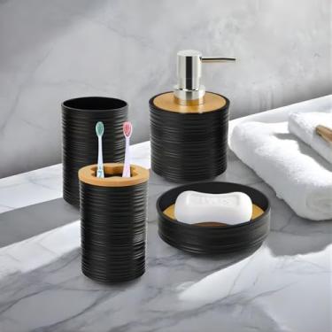 Imagem de Kit Para Banheiro Organizador 4pçs Lavabo Porta Sabonete Porta Escova Saboneteira