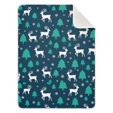 Imagem de Wassud Cobertor de bebê de árvore de Natal e veado para meninos e meninas, macio para bebês e recém-nascidos, cobertor aconchegante de algodão essencial para berçário, viagem, berço, carrinho 76 x 101