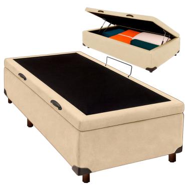 Imagem de Cama Box Bau Solteiro Blindado Nature Perola 78x188