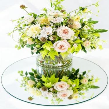 Imagem de Pacote com 17 espelhos redondos para centros de mesa, peças centrais de espelho circular para mesas, placa de vela sem vidro, azulejos espelhados para centros de mesa, decoração de mesa de Natal