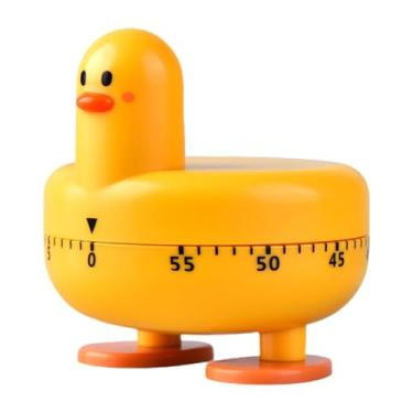 Imagem de KiBcsLic Temporizador mecânico manual com alarme alto em formato de patinho, ideal para cozinhar, assar, praticar esportes e se exercitar em casa, Amarelo