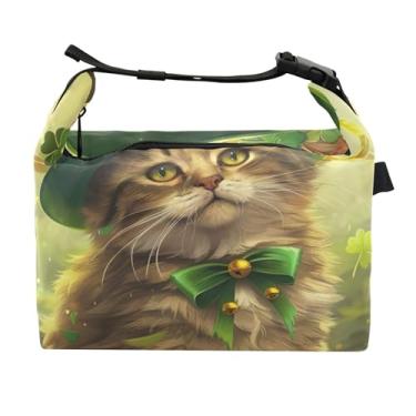 Imagem de TSENQUE Lancheira Cat St Patricks para mulheres, reutilizável, lancheira para trabalho, bolsa térmica floral isolada para o trabalho
