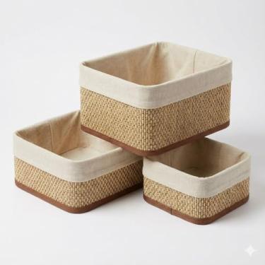 Imagem de Kit Conjunto De Cestas De Bambu 3 Peças Casita