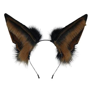 Imagem de Faylay Man/Women Furry Handmade Wolf/Fox Ear Headband Cosplay Hair Anubis Jackal Simulated Fox Ear Headband Accessories (HLFGB-Camel)